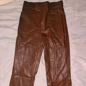 Chocolate Zara Leather Flare Pants